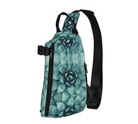 OGNOT Mochila cruzada con estampado de plantas suculentas para hombres y mujeres, para caminar al aire libre, viajes, Negro -, Talla única