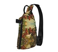 OGNOT Mochila cruzada con estampado de pollos y granja para hombres y mujeres, para caminar al aire libre, viajes, Negro -, Talla única