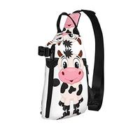 OGNOT Mochila cruzada con estampado de vaca de leche de dibujos animados para hombres y mujeres, para caminar al aire libre y viajar, Negro -, Talla única