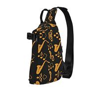 OGNOT Mochila cruzada con notas musicales con estampado de agudos para hombres y mujeres, para caminar al aire libre, viajes, Negro -, Talla única