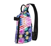 OGNOT Mochila cruzada patriótica del 4 de julio con la bandera estadounidense impresa para hombres y mujeres, para caminar al aire libre y viajar, Negro -, Talla única