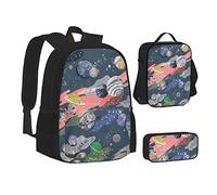 OGNOT Mochila escolar con estampado de caballo bajo la luna, para adolescentes, niñas, niños, bolsas escolares con bolsa de almuerzo, bolsa de lápices, juegos de mochila de viaje, Planet, Talla única
