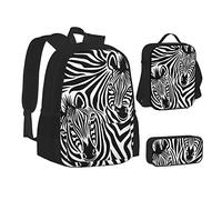 OGNOT Mochila escolar con impresión de caballo al atardecer para adolescentes, niñas, niños, bolsas escolares con bolsa de almuerzo, bolsa de lápices, juegos de mochila de viaje, Cebra, Talla única