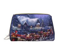 OGNOT Niagara Falls - Neceser organizador de viaje para hombres y mujeres, bolsa de maquillaje de cuero ligero, Noche de nieve Santa y ciervos, Talla única