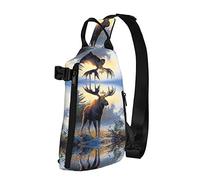 OGNOT Otoño alce estampado de ciervos mochila bandolera bandolera bolsa de hombro para hombres y mujeres, para caminar al aire libre viajes, Negro -, Talla única