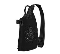 OGNOT Pizza Constellation - Mochila cruzada con estampado de constelación para hombres y mujeres, para caminar al aire libre, viajes, Negro -, Talla única