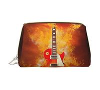 OGNOT Rock Guitar In Burning - Neceser organizador de viaje para hombres y mujeres, bolsa de maquillaje de cuero ligero pequeña bolsa de cosméticos, Guitarra de rock en quema, Talla única