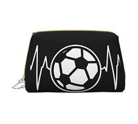 OGNOT Rock Guitar In Burning - Neceser organizador de viaje para hombres y mujeres, bolsa de maquillaje de cuero ligero pequeña bolsa de cosméticos, I Love Soccer, Talla única