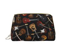 OGNOT Rock Guitar In Burning - Neceser organizador de viaje para hombres y mujeres, bolsa de maquillaje de cuero ligero pequeña bolsa de cosméticos, Guitars, Talla única