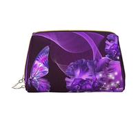 OGNOT Rock Guitar In Burning - Neceser organizador de viaje para hombres y mujeres, bolsa de maquillaje de cuero ligero pequeña bolsa de cosméticos, Mariposa morada, Talla única