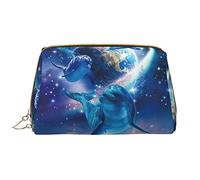 OGNOT Rocky Mountains - Neceser organizador de viaje para hombres y mujeres, bolsa de maquillaje de cuero ligero, Delfines galácticos, Talla única