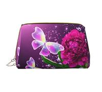 OGNOT Rocky Mountains - Neceser organizador de viaje para hombres y mujeres, bolsa de maquillaje de cuero ligero, Hermosa mariposa púrpura floral, Talla única