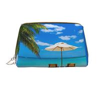 OGNOT Rocky Mountains - Neceser organizador de viaje para hombres y mujeres, bolsa de maquillaje de cuero ligero, Playa Blanca Mar Tropical, Talla única