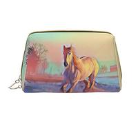 OGNOT Rocky Mountains - Neceser organizador de viaje para hombres y mujeres, bolsa de maquillaje de cuero ligero, Caballo, Talla única