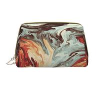 OGNOT Rocky Mountains - Neceser organizador de viaje para hombres y mujeres, bolsa de maquillaje de cuero ligero, Mármol marrón mixto, Talla única