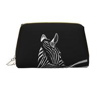 OGNOT Safflower Flying Fish Neceser Organizador de viaje para hombres y mujeres, bolsa de maquillaje de cuero ligero grande bolsa de cosméticos, Cebra blanco y negro, Talla única