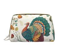 OGNOT Safflower Flying Fish Neceser Organizador de viaje para hombres y mujeres, bolsa de maquillaje de cuero ligero grande bolsa de cosméticos, Día de Acción de Gracias Turquía, Talla única