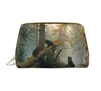 OGNOT Safflower Flying Fish Neceser Organizador de viaje para hombres y mujeres, bolsa de maquillaje de cuero ligero grande bolsa de cosméticos, Negro (Black Bears), Talla única