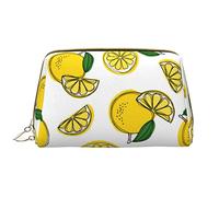 OGNOT Safflower Flying Fish Neceser Organizador de viaje para hombres y mujeres, bolsa de maquillaje de cuero ligero grande bolsa de cosméticos, Patrón de fruta de limón., Talla única