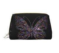 OGNOT Safflower Flying Fish Neceser Organizador de viaje para hombres y mujeres, bolsa de maquillaje de cuero ligero grande bolsa de cosméticos, Mariposa con diamantes de imitación., Talla única