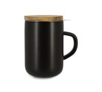 OGO Living 7912031 - Tetera juliet 475 ml de gres negro con tapa de madera de acacia