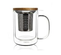 Ogo Living - ogo-mug infusor con tapa de bambú, transparente, transparente, 13 x 8 x 12,5 (cm)