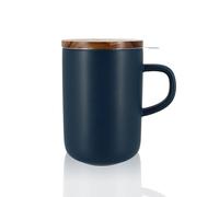 OGO LIVING - Tetera Juliet 475 ml - Ideal para té y té - Taza de té de gres y tapa de madera de acacia - Azul - 7912015