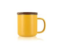 OGO Living - Tetera Juliet amarillo 300 ml, ideal para té y té de hierbas, taza de té de gres y tapa de madera de acacia