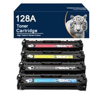 OGOUGUAN 128A CE320A - Cartucho de tóner compatible con HP Laserjet Pro CP1525n CP1525nw CM1415fn CM1415fnw CP1525 CM1415 CE321A CE322A CE323A (negro 2000 páginas/color 13000 Páginas)