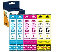 OGOUGUAN 604xl Cartucho Compatible para Epson 604 604XL para Epson Expression Home XP-2200 XP-2205 XP-3200 XP-3205 XP-4200 Workforce WF-2910 WF-2930 WF-2935 WF-2950 (2× Cian, 2× Magenta, 2× Amarillo)