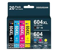OGOUGUAN 604XL Cartuchos de tinta compatibles para Epson 604 XL para Expression Home XP-2200 XP-2205 XP-3200 XP-3205 XP-4200 XP-4205 Workforce WF-2910 WF-2930 WF-2935 WF-2950 (paquete de 20)