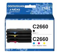 OGOUGUAN CAIDI - Tóner láser compatible con Dell C2660 C2660dn C2665 C2665dnf (1, negro/cian, magenta, amarillo)