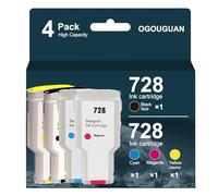 OGOUGUAN Cartucho de Tinta 728 300ML Compatible con HP DesignJet T730 y T830 y Cabezal de impresión HP 729 DesignJet (4-Pack)