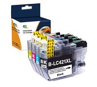 OGOUGUAN LC421XL Cartuchos de tinta de repuesto para Brother LC421 LC421XL LC421-XL para Brother DCP-J1050DW DCP-J1140DW MFC-J1010DW DCP J1050 DCP J1140 MFC J1010 (paquete de 4)