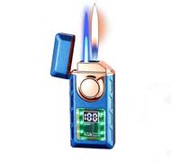 OGQBEAPC Encendedor de Doble Llama Activado por Voz: diseño mecánico, 4 Modos de Encendido Inteligentes, Llama Suave y Resistente al Viento, versión for Hombres.(C)