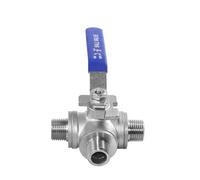OGQNPJJCJ Válvula de Bola de Tres vías con Rosca Macho de 1/2" y 3/4", DN15 y DN20, de Acero Inoxidable 304, con manija y Puerto LT.(L Port,0.5 Inch)