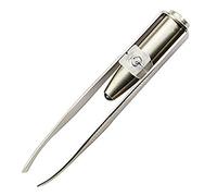 Ogquaton - Pinzas para depilación de pestañas con luz LED de acero inoxidable