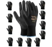 Ogrifox OX-Poliur_Bb10 - Guantes de protección Ox.12.442 Poliur, color negro (10 tamaños, 12 unidades)