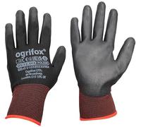 Ogrifox Guantes de trabajo de nailon con revestimiento de poliuretano, 24 pares, para jardinería, constructores, mecánicos, talla M (8), color negro