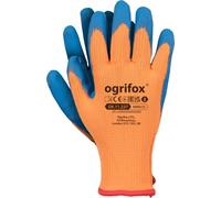 Ogrifox OX-WINECO Guantes de látex, guantes protectores, guantes de trabajo, guantes de jardinería OX.11.227, naranja-azul, talla 9, 120 pares