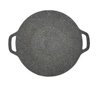 OGTFTXDT Korean Barbecue Pan, 6 Layers Non-Stick Material, Round Barbecue Iron with Double Handle, Korean Barbecue Pan for Induction, Gas Cooker, Electric Cooker (34 cm)