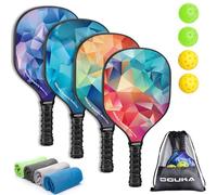 Oguka Palas de Pickleball - Juego de 4 Paletas Ligeras Aprobadas por USAPA, 4 Bolas, 4 Toallas de Refrigeración y Bolsa - Raquetas de Primera Calidad - Regalos