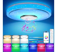 OGVDOE Lámpara de Techo LED Regulable 48W RGB Plafon LED Techocon Altavoz Bluetooth Ø30CM Plafón LED Lampara Techo con Mando a Distancia y Control APP Luz de Dormitorio Para Baño Sala de Estar