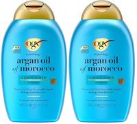 OGX Acondicionador Argan Oil of Morocco 385 ml reparador de cabello visiblemente después del primer uso, acondicionador con aceite de argán para cabello dañado (Paquete de 2)