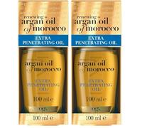 OGX Argan oil of Morocco Penetrating Oil (1 x 100 ml), aceite para el pelo seco y dañado con aceite de argán, fortalece y renueva el cabello dejándolo sedoso (Paquete de 2)