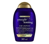 OGX Blonde Enhance + Purple Toning Shampoo (1x385 ml), champú matizador para cabello rubio, champú morado con queratina y extracto de higo, con pH equilibrado