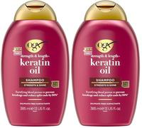 OGX Champú de aceite de queratina (385 ml) - Champú reafirmante antirotura del cabello con aceite de queratina para el cabello dañado, previene la rotura del cabello y reduce las puntas abiertas hasta