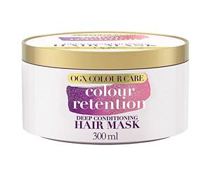 OGX Colour Care Colour Retention Deep Conditioning Hair Mask (1x300 ml), mascarilla pelo para prolongar el color del cabello, nutre y repara el pelo tratado con tinte