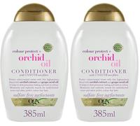 OGX Colour Protect + Orchid Oil Conditioner (385 ml), acondicionador protector de color con Extracto de Orquídea y Semilla de Uva, acondicionador sin sulfatos ni parabenos para cabello teñido