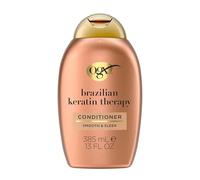 ogx® Ever Straight Acondicionador de queratina brasileña, 385 ml, para un estilo más duradero en cabello ondulado y rizado